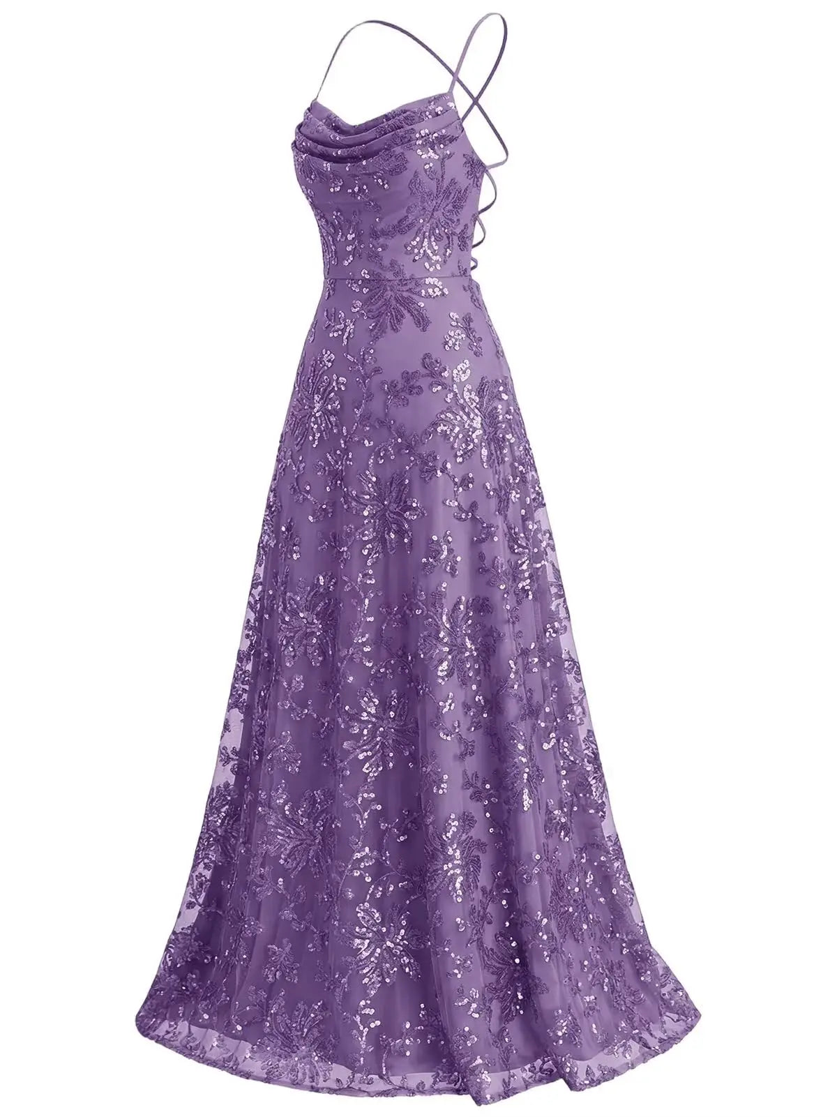 Lace Sequin Backless Spaghetti Strap Long Prom Dresses Women 2026 Sparkly Pleated A Line Formal Evening Ball Gown Party Dresses
