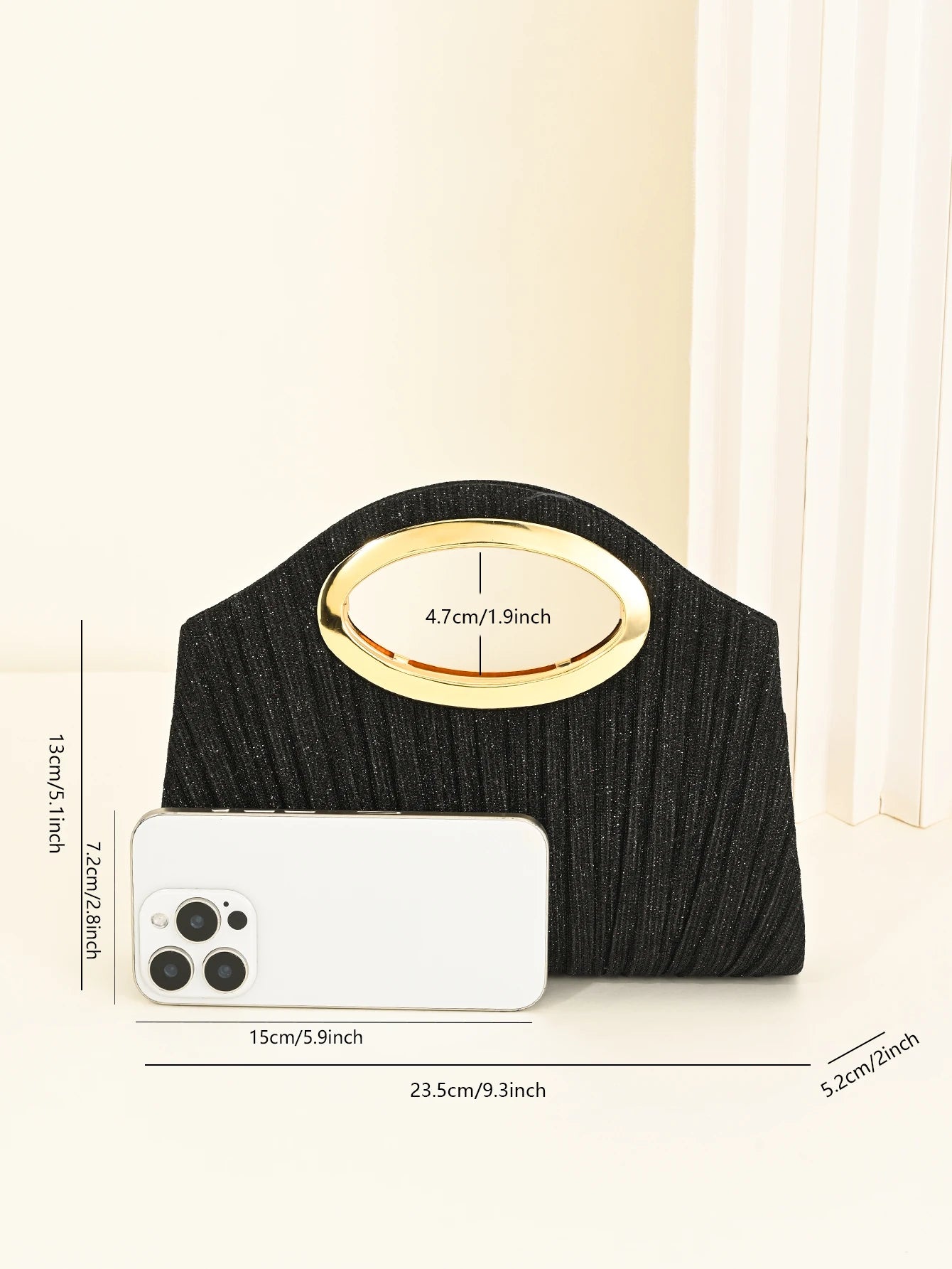 Glittered Evening Bag with Pleats, Women's Single Shoulder Crossbody Chain Bag, Fashionable and Versatile
