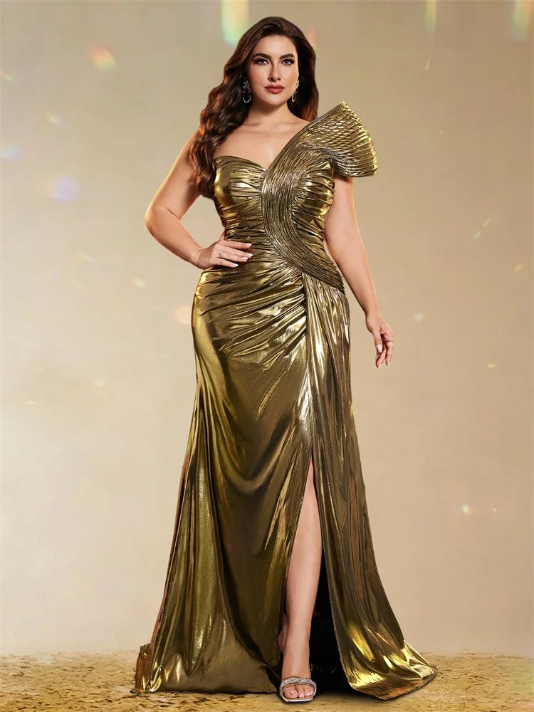Plus Size Luxury Slanted shoulder Maxi Evening Dresses Waist-cinching Mermaid Wedding Party Elegant Cocktail Gowns