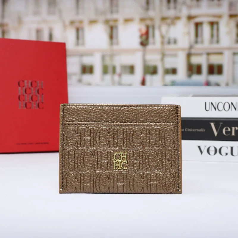 New Fashion CH Embossed Card Holder Slim Minimalist Credit Card Wallet for Women & Men Portable ID Card Case with Multiple Slots