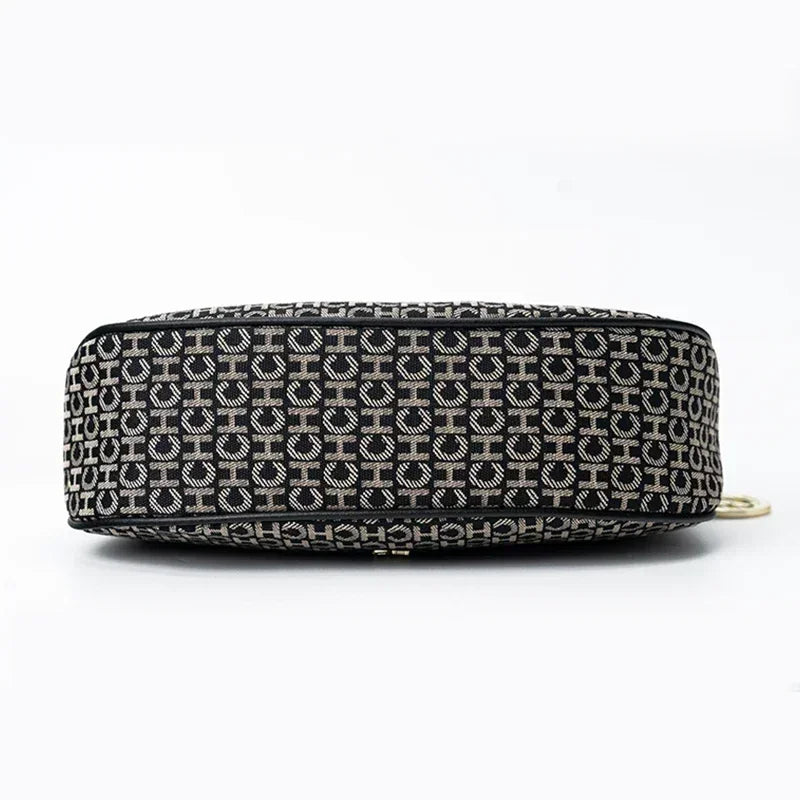 CH Women's Shoulder Bag Monogram Print Chic Retro Bag Spacious Capacity PU Material Letter Printed Design Underarm Bag