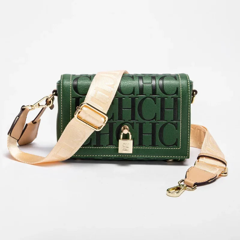 Fashion Design Model Metal Accessories Buckle Women's Shoulder Bag Luxury Brand 2025 New Fashion Solid Colour Printed Head Bag