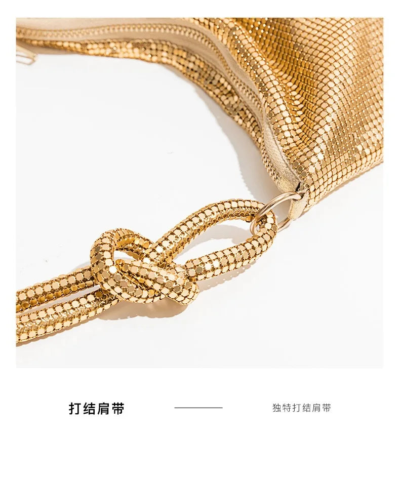 Handle Soft Sequins Evening Clutch Bag For Women Shiny Dinner Party Wedding Purses Handbag Designer Female Underarm Shoulder Bag
