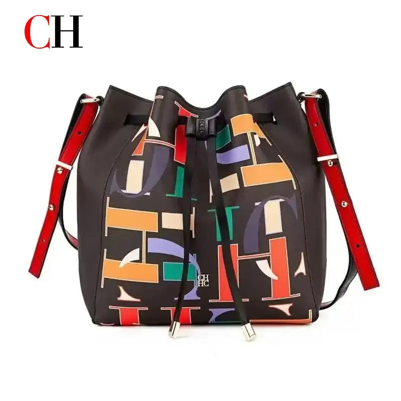 Fashion Daily Commute Style Women's Bucket Bag Unique Luxury Sense Letter Print Design Elegant 2025 New Women's Shoulder Bag