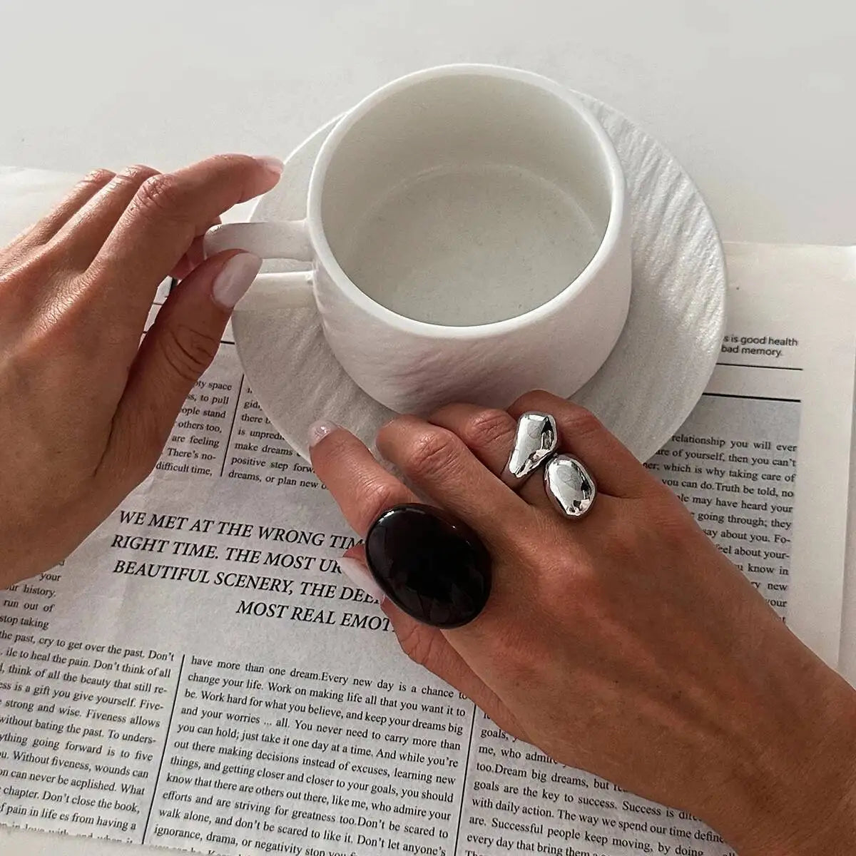 KunJoe 2Pcs/Set Vintage Metal Water Drop Acrylic Ring Women 2026 Fashion Geometric Thick Resin Knuckle Rings Set Boho Jewelry