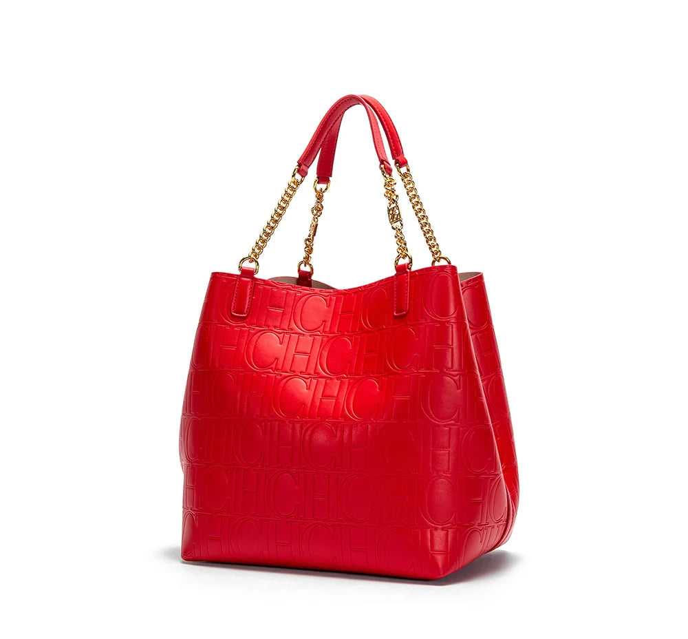 CH High Quality Solid Color Simple Style Women's Large Capacity Handbag Suitable Daily Commuting Fashionable Versatile