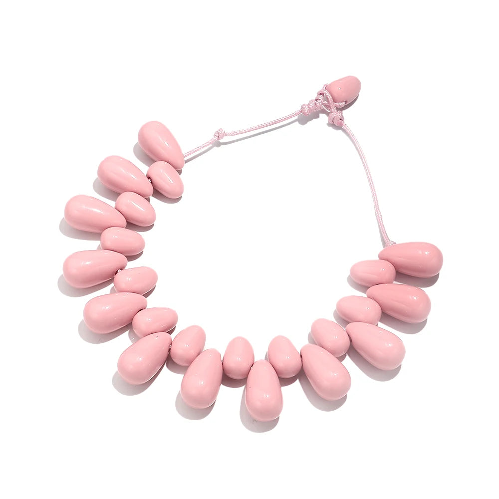 Handmade Colorful Resin Waterdrop Beaded Choker Necklaces for Women Exaggerated Acrylic Geometric Pendant Neck Boho Jewelry Gift