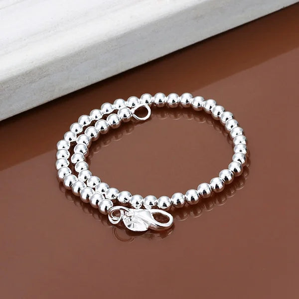 925 Sterling Silver Bracelets  Fashion Jewelry Charm Women Chain Lady Wedding 6MM Beads  Factory Price