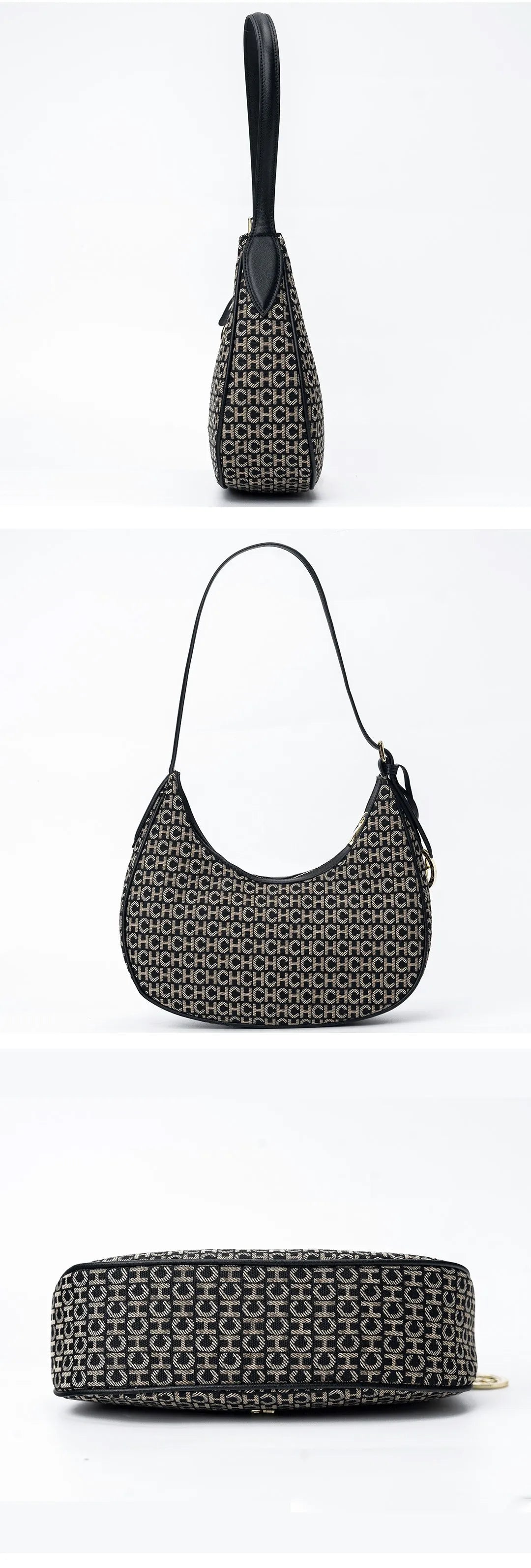 CH Women's Shoulder Bag Monogram Print Chic Retro Bag Spacious Capacity PU Material Letter Printed Design Underarm Bag