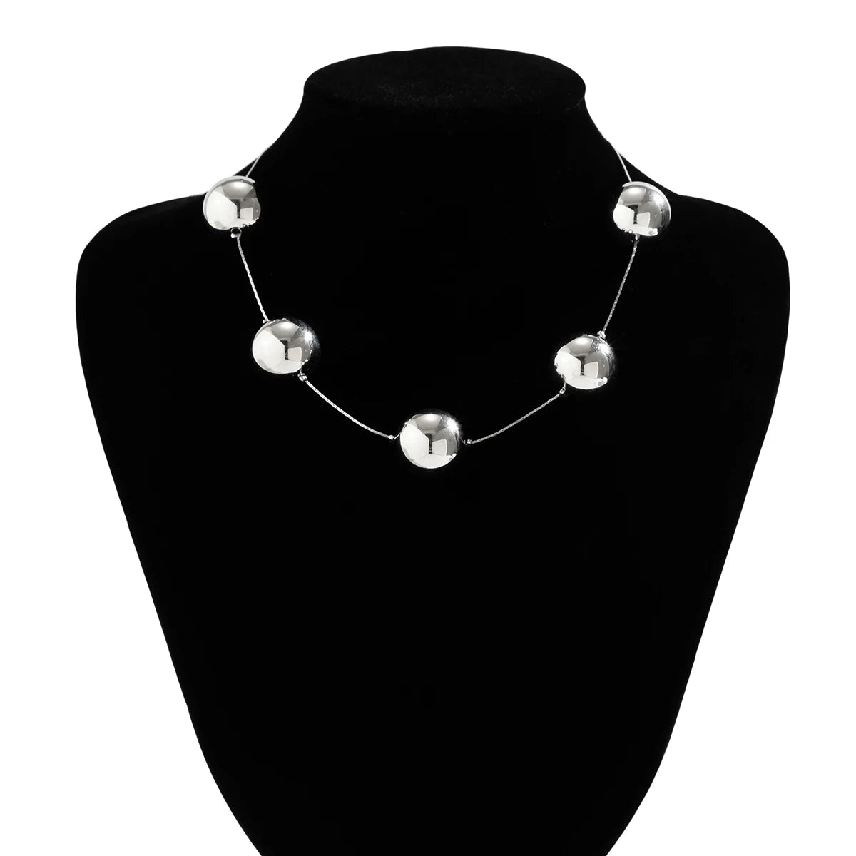 Salircon Punk Simple Metal Big Ball Bead Chain Clavicle Necklace Gothic Aesthetics Fine Snake Chain Choker Women's Trend Jewelry