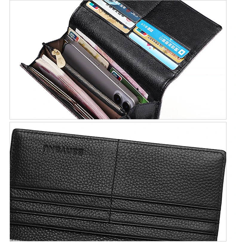 2025 New Women's Wallet, Long Wallet, Pearl D-Buckle, Large Capacity, Multiple Slots, Genuine Cowhide Wallet, Clutch Bag