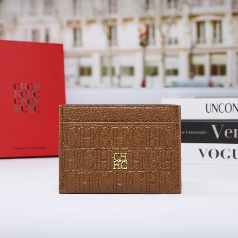 New Fashion CH Embossed Card Holder Slim Minimalist Credit Card Wallet for Women & Men Portable ID Card Case with Multiple Slots
