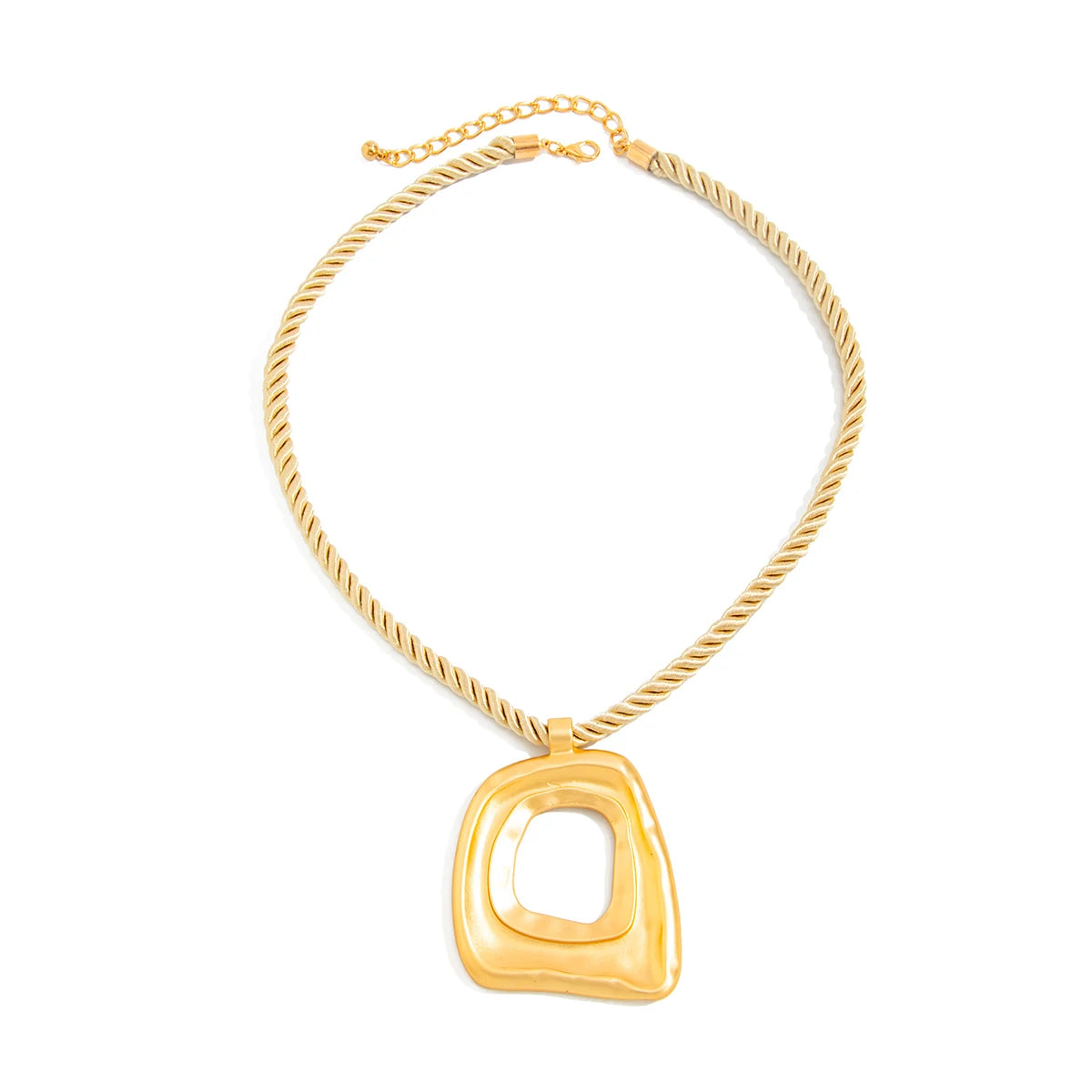 KunJoe Hip Hop Hollow-out Geometric Square Pendant Necklace Women 2026 Fashion Adjustable Rope Chain Necklace Party Jewelry Gift