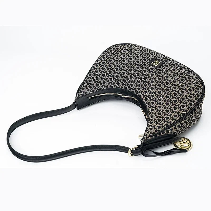 CH Women's Shoulder Bag Monogram Print Chic Retro Bag Spacious Capacity PU Material Letter Printed Design Underarm Bag