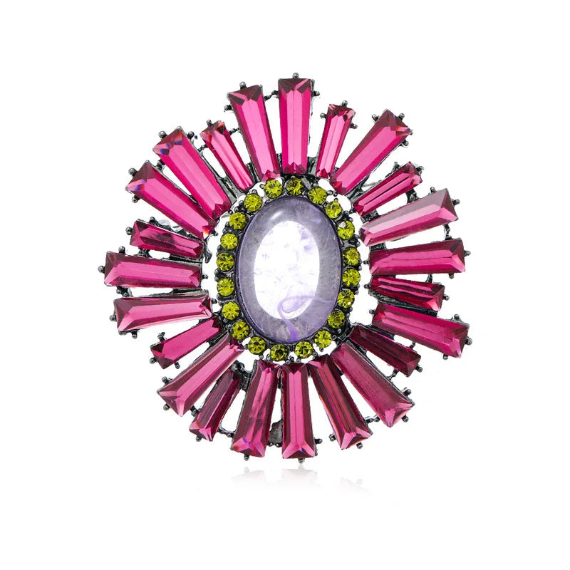 SKEDS Vintage Baroque Luxury Rhinestone Sun Flower Brooches Badges For Women Men Retro Palace Gorgeous Pins Jewelry