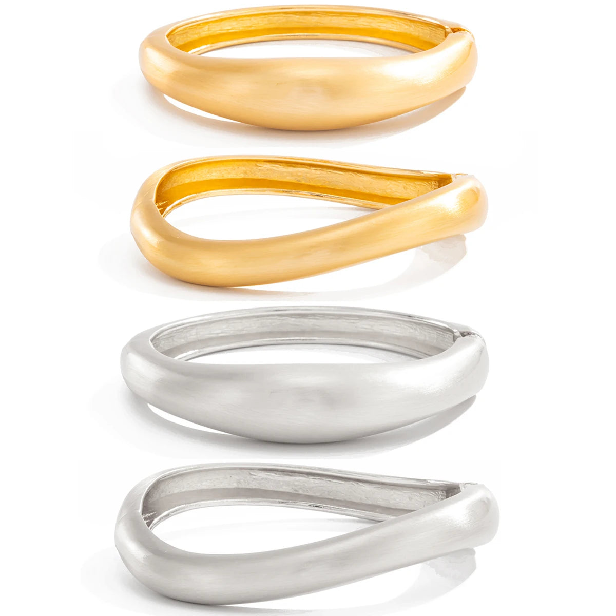 Salircon Punk Geometric Chunky Heavy Frosted Metal Bracelets Woman Jewelry Hip Hop Simple Open Cuff Spring Bangles Mujer Jewelry