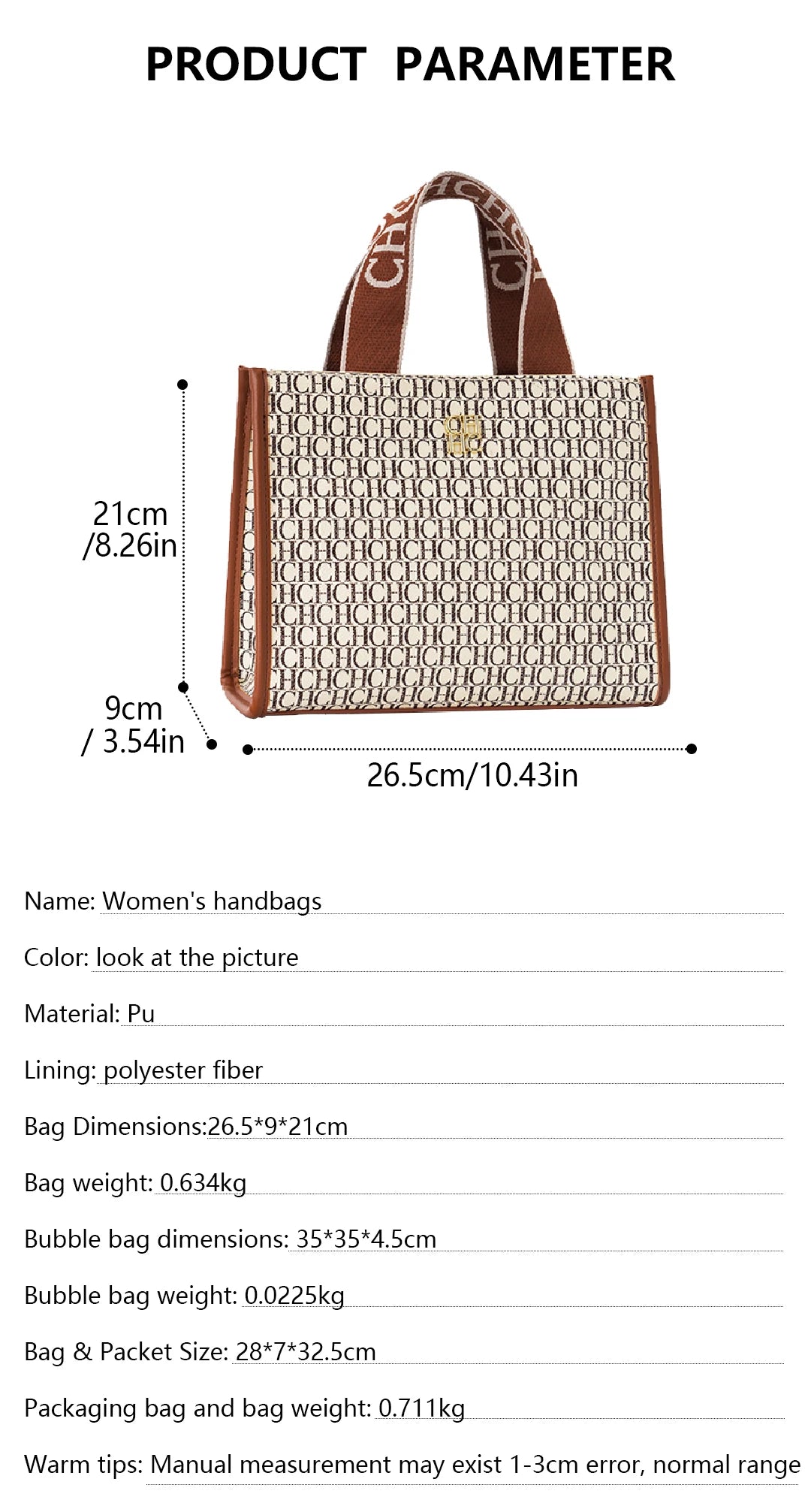CH Women's Bags Metal Logo Casual Large Capacity Light Luxury Brand Designer 2026 New Fashion High Quality Women's Handbag