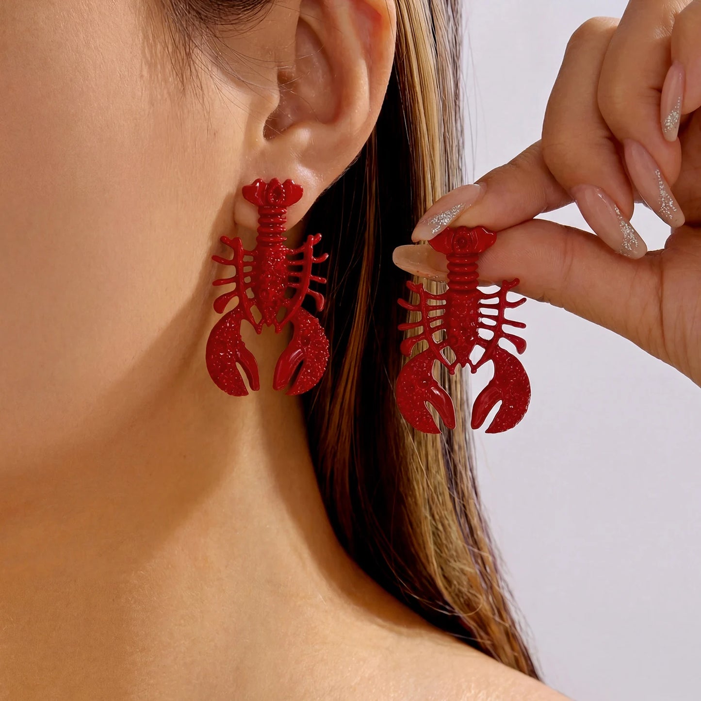 Personality Splicing Lobster Earrings for Women Metal Starfish Shell Animal Dangle Earrings Summer Beach Holiday Party Jewelry