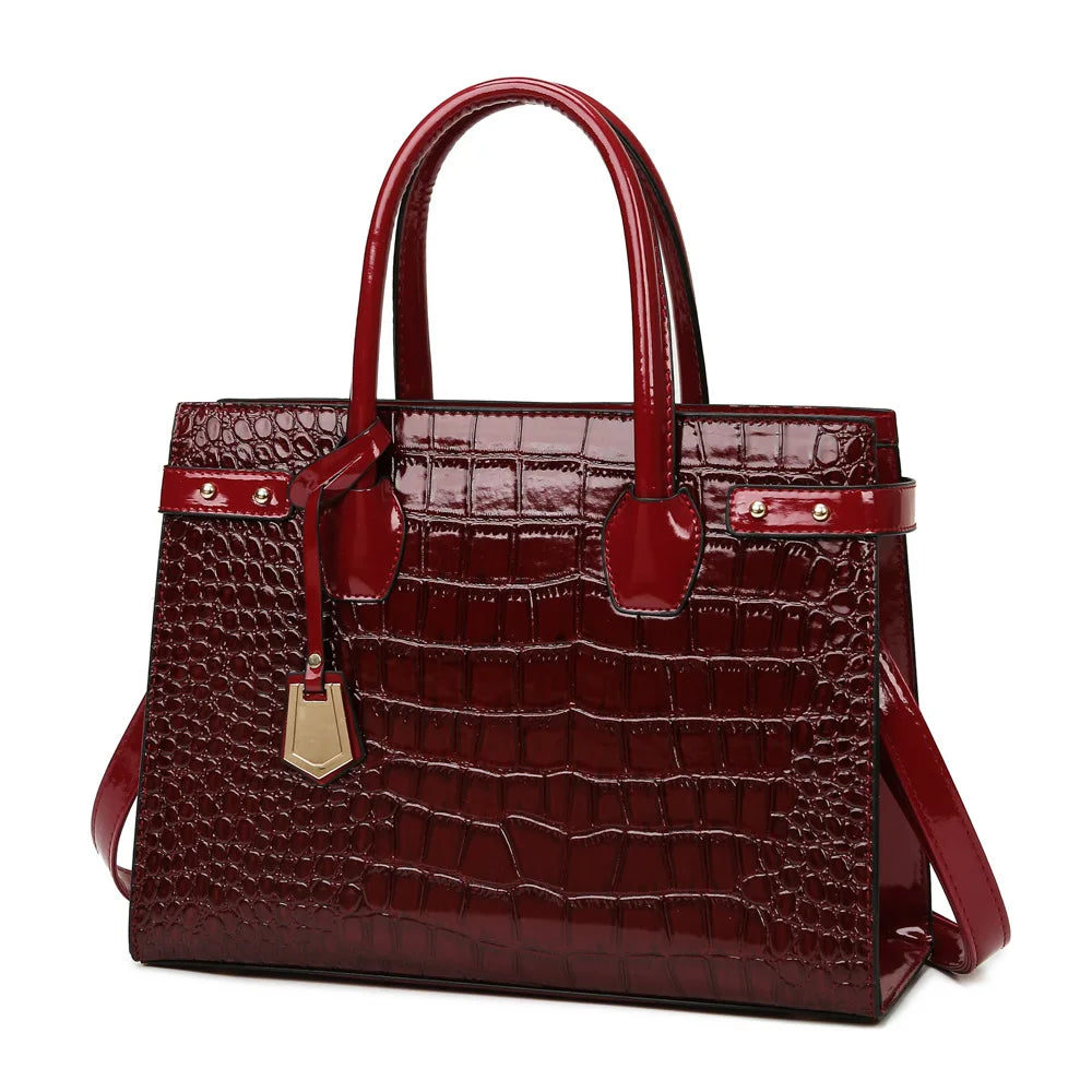 Retro Ladies Three-piece Set Mother-daughter Crossbody Bag Crocodile Pattern Texture Single-shoulder Hand-held Diagonal Bag