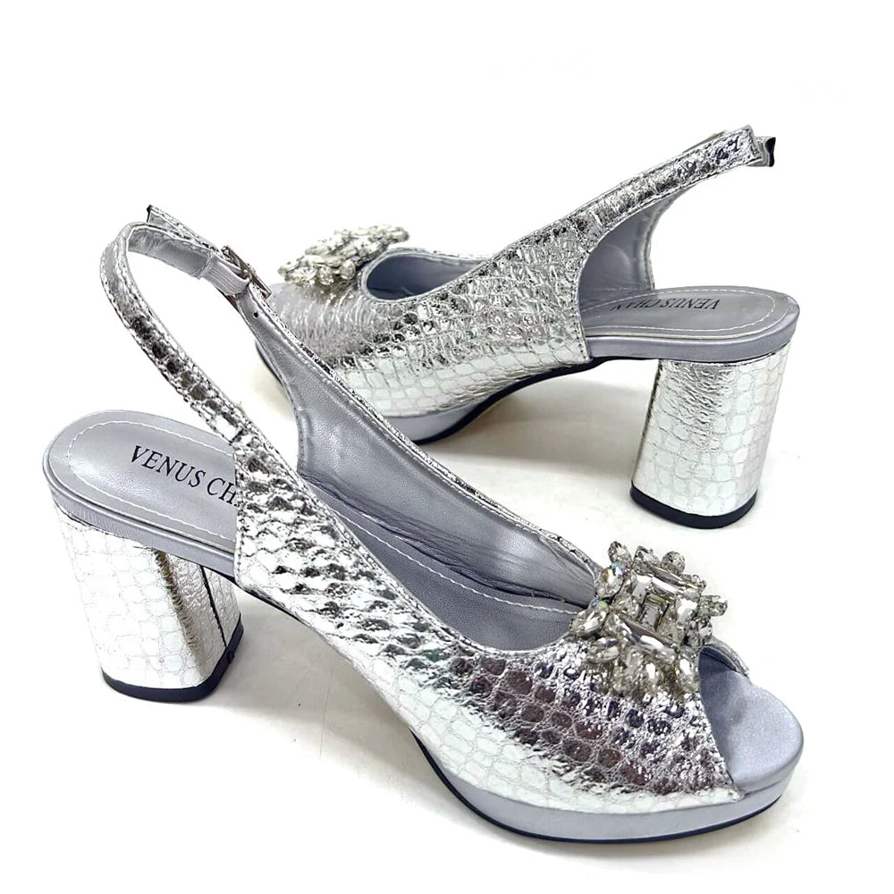 2024 Italian Design Rhinestone-encrusted Ladies Party Shoes And Special Bag High Heels And Dual Purpose Bag Women's Shoes
