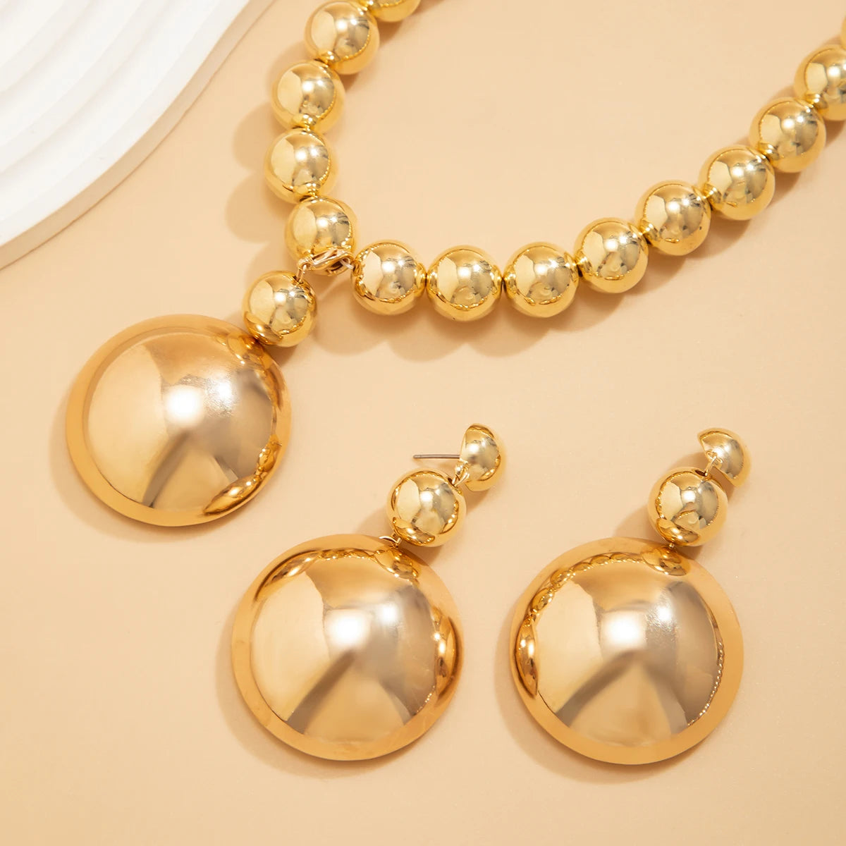 Exaggerated Large Half Ball Bead Pendant Necklace Punk Acrylic CCB Ball Bead Chain Choker Women's Banquet Party Jewelry Set