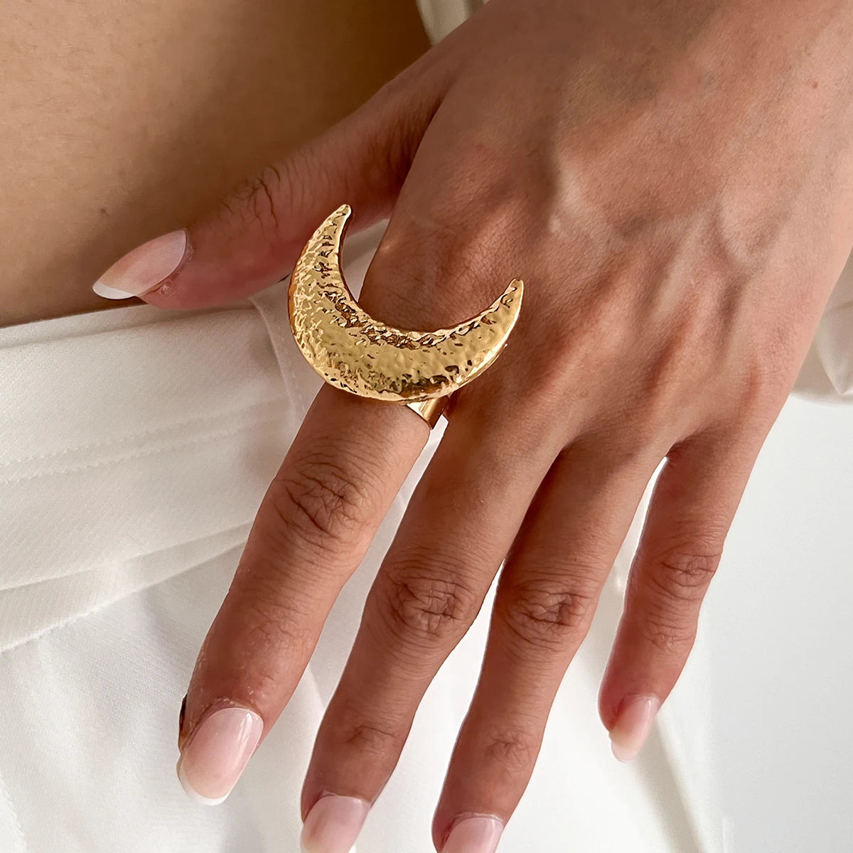 Salircon Exaggerated Vintage Big Starfish Moon Flower Ring for Women Trend Personality Metal Punk Party Finger Ring Jewelry