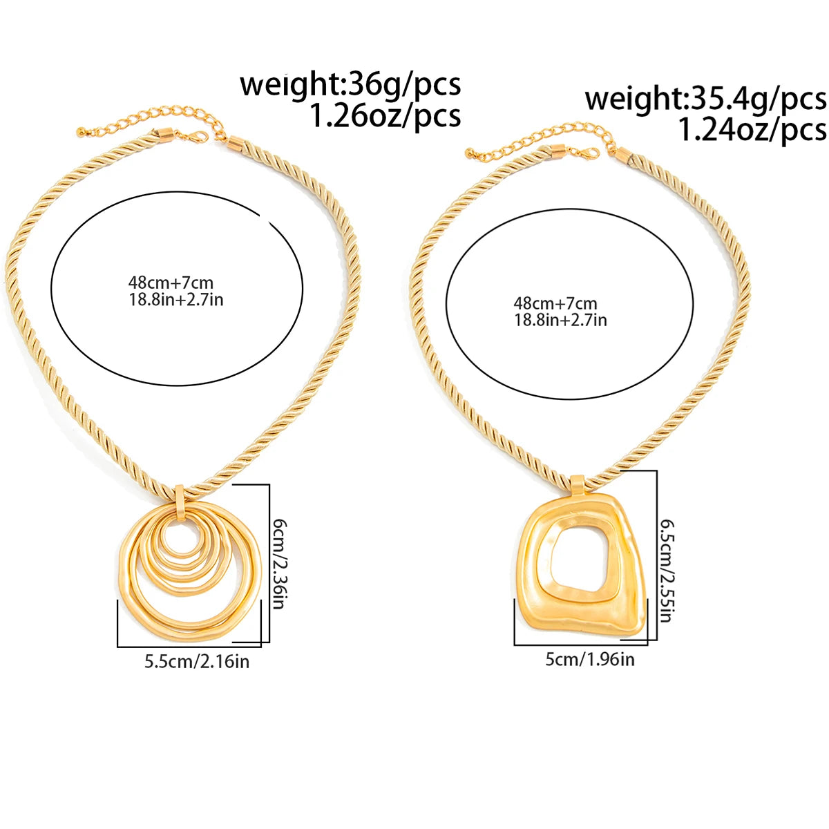 Salircon 2 Styles Vintage Geometric Large Square Hollowout Pendant Necklace for Women Punk Chunky Rope Chain Charm Jewelry Gifts
