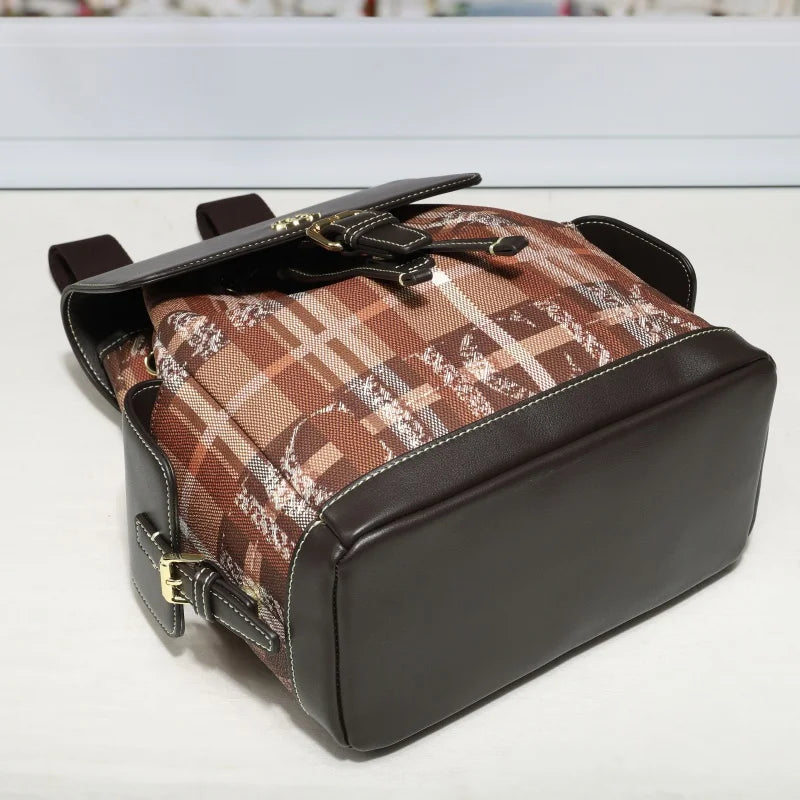 CH Brand Plaid Backpack Women Fashion Casual Large Capacity Stylish Durable Backpack Female Student School Daily Travel
