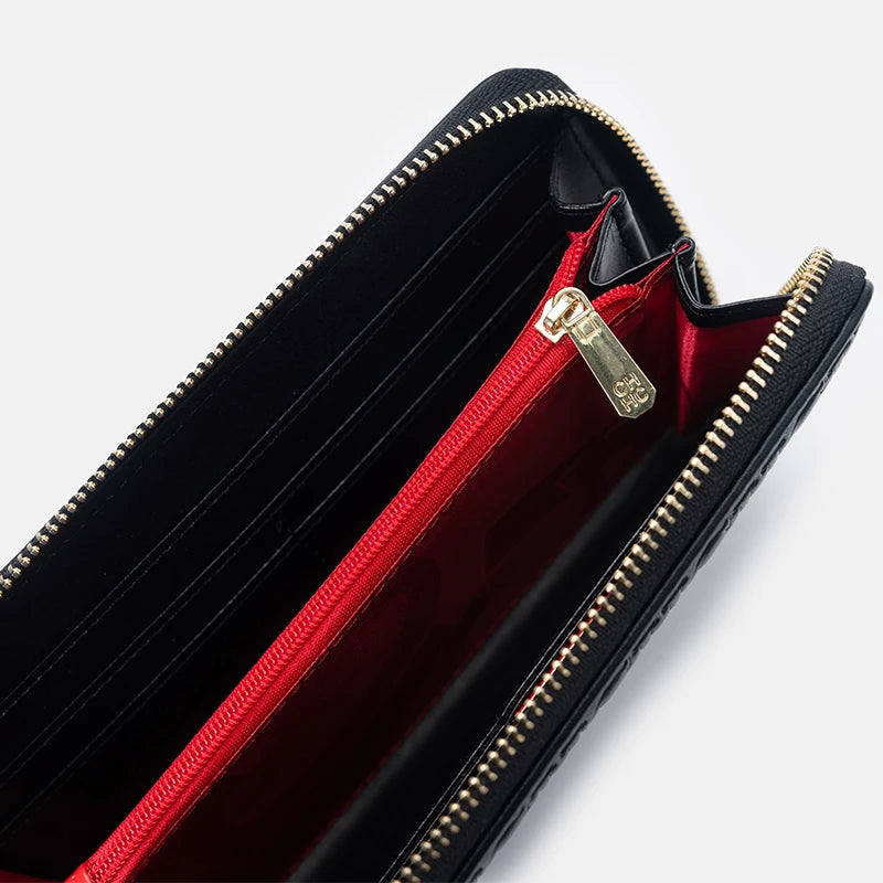 CH Women's Luxury Handbags Compact Wallet Minimalist Design with Embossed Initials Women's Coin Purse Portable Leather Wallet
