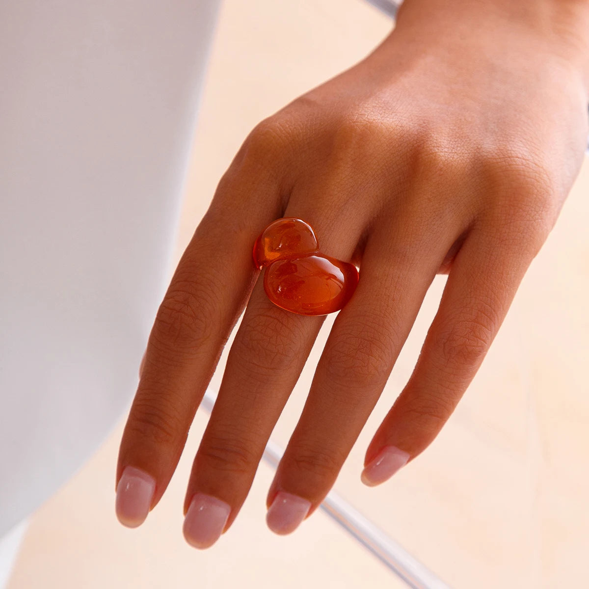 Ingemark Multicolor Resin Water Drop Chunky Rings Women Boho Geometric Open Cuff Finger Rings Y2K Wed Jewelry Party Accessories