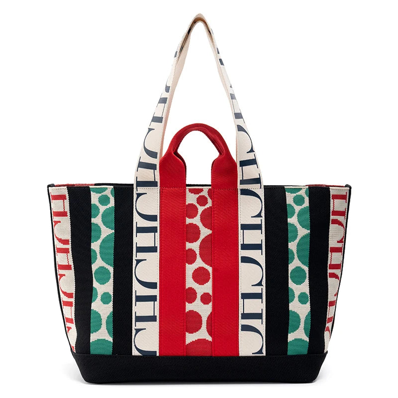 CH Classic Ladies Crossbody Bag Large Capacity Commuter Style Ladies Tote Bag Simple Stripe Design Ladies Shoulder Bag Letters
