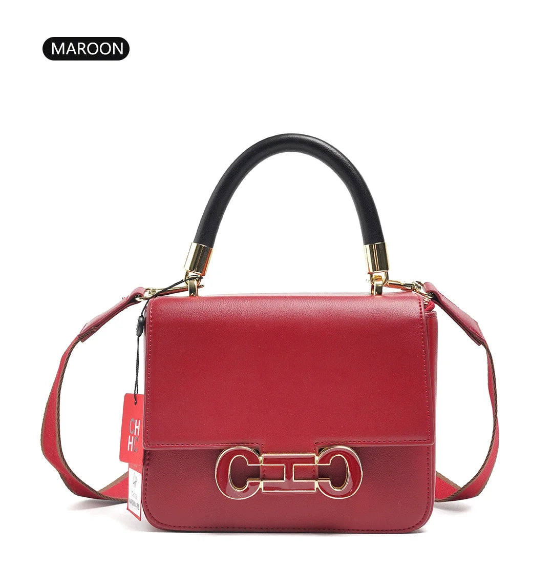 CH New PU+TPU Hand Bag 20x16x7cm Multi-Compartment Purse, 6 Colors Black Camel Cream Green Maroon Plum, Lightweight Tote