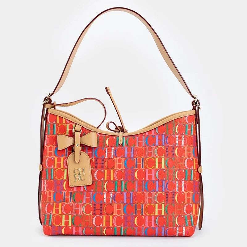 CHCH Bowknot Element Design New Trend Tote Bag Fashion Letter Print Square Luxury Brand 2025 Lace-up Women's Tote Bag