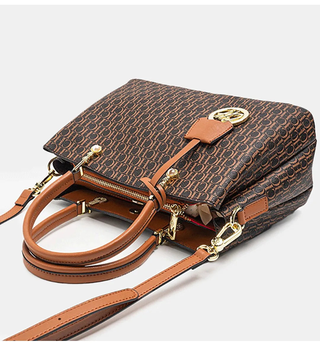 Light Luxury Brand Letter Print Handbag with Letter Pendant Design Unique and Elegant Popular Fashion Niche High Quality