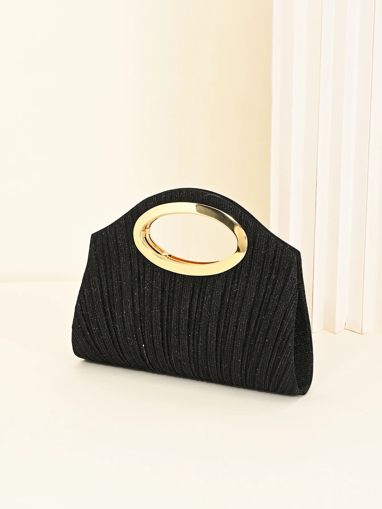 Glittered Evening Bag with Pleats, Women's Single Shoulder Crossbody Chain Bag, Fashionable and Versatile