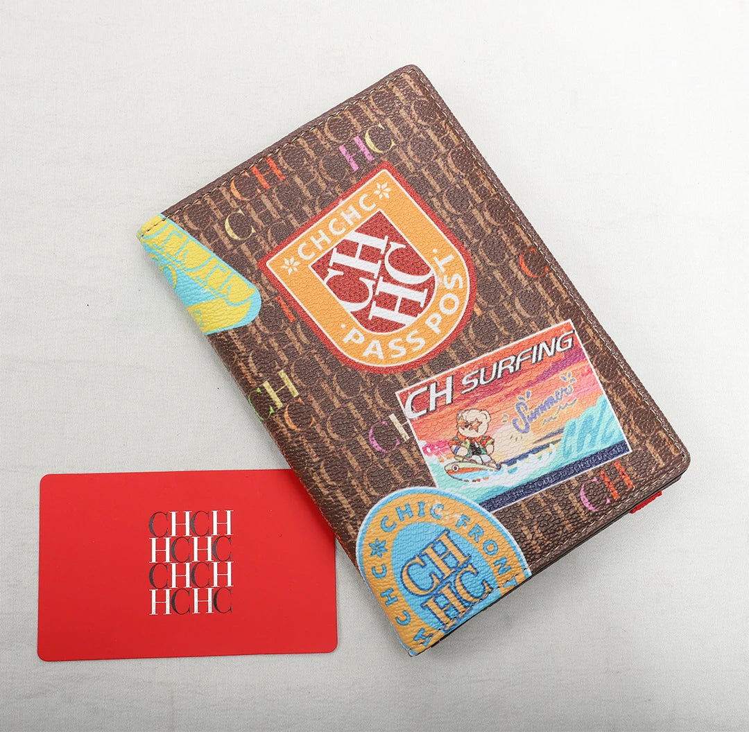 CH Passport Holder Stylish Patterned Design Passport Cover Multi Function Card Pocket Travel Document Organizer Travel Essential