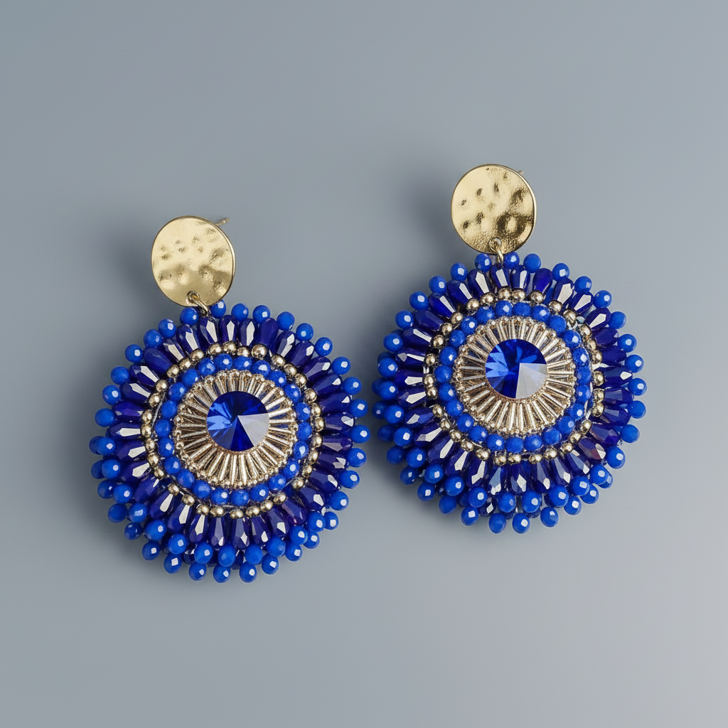 Bohemian Handmade Colorful Crystal Beads Flower Earrings for Women Trendy Ethnic Rhinestone Drop Earrings Summer Party Jewelry