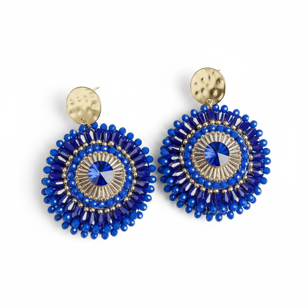 Bohemian Handmade Colorful Crystal Beads Flower Earrings for Women Trendy Ethnic Rhinestone Drop Earrings Summer Party Jewelry