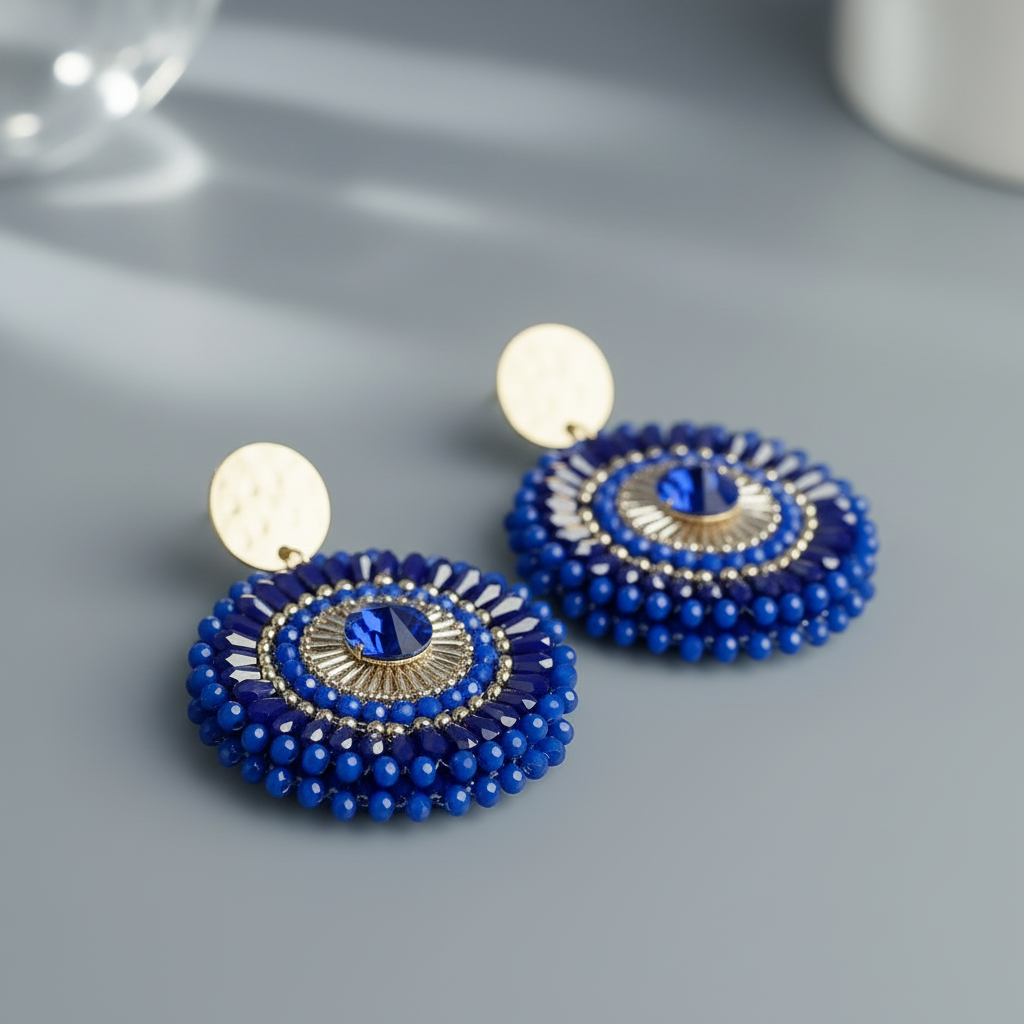 Bohemian Handmade Colorful Crystal Beads Flower Earrings for Women Trendy Ethnic Rhinestone Drop Earrings Summer Party Jewelry