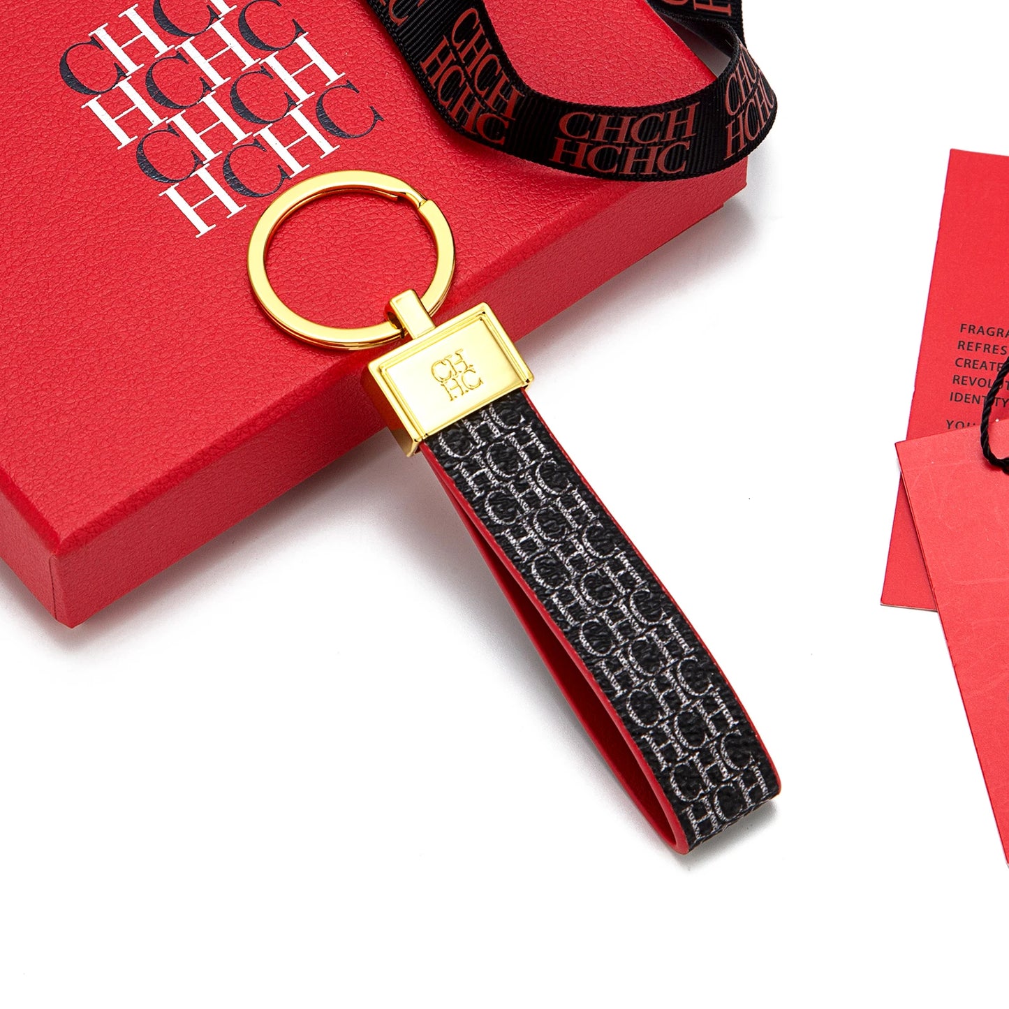 CH Niche High-end Keychain Leather Keychain Unique Printing Design Fashion Keychain Simple and Exquisite Style Gifts