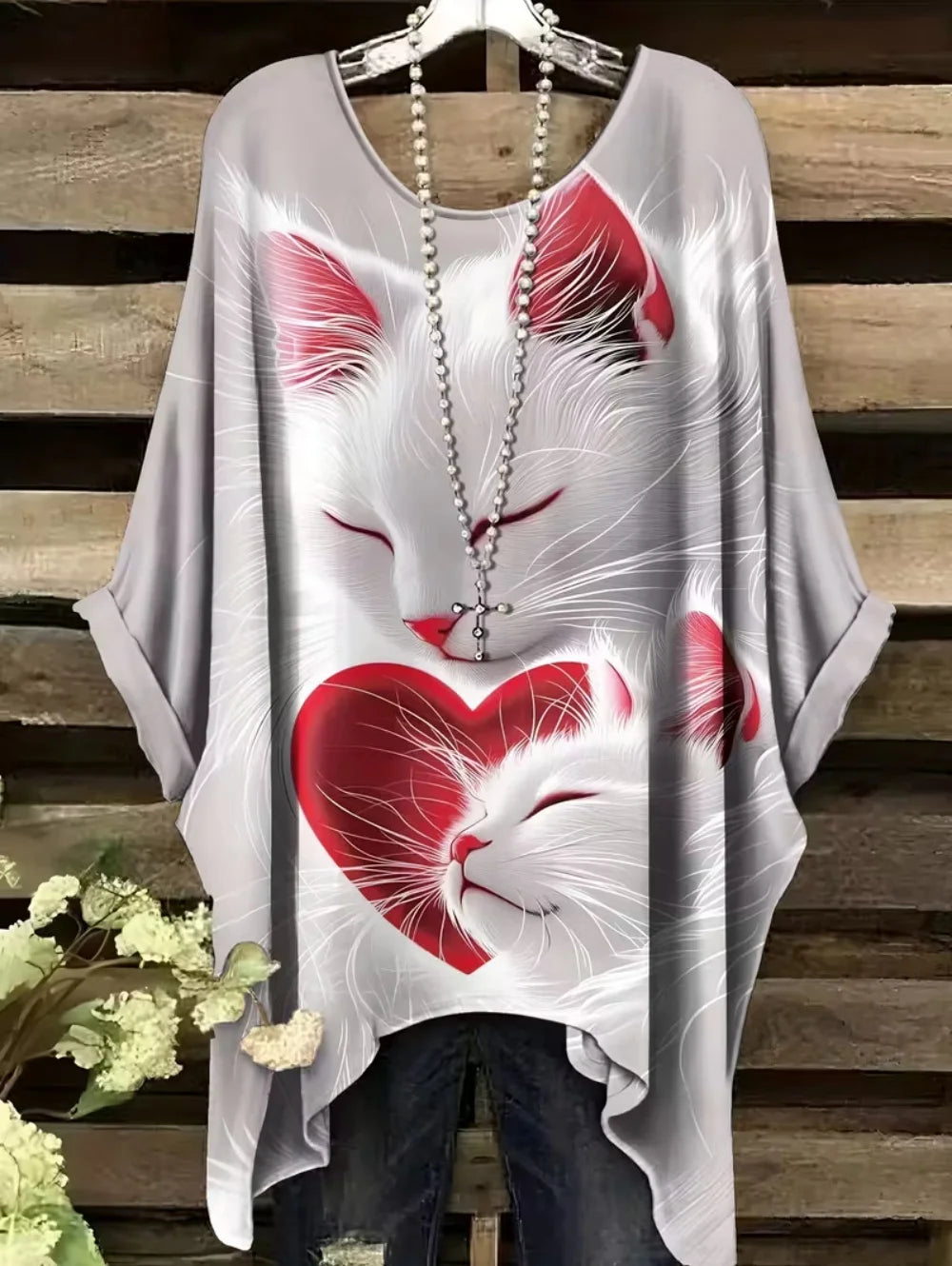 Retro Women's T Shirt Anime Cat Graphic Girl Clothes Summer O-Neck Short Sleeve Tees Female Harajuku Streetwear Oversized Blouse