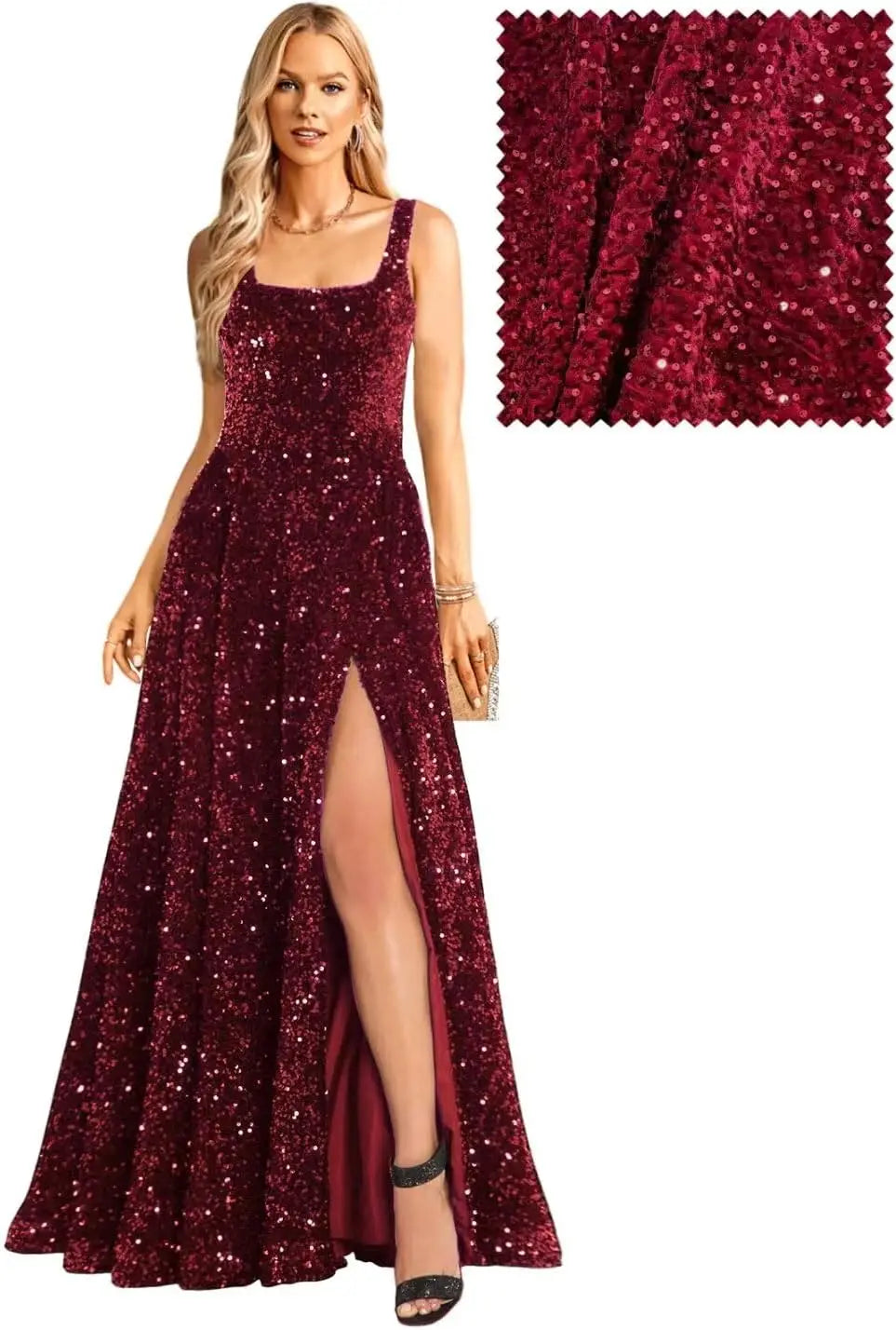 Elegant Women's Long A Line Prom Dresses with Pockets Formal Evening Ball Gowns with Sleeves Glitter Party Dress Elegant 2026