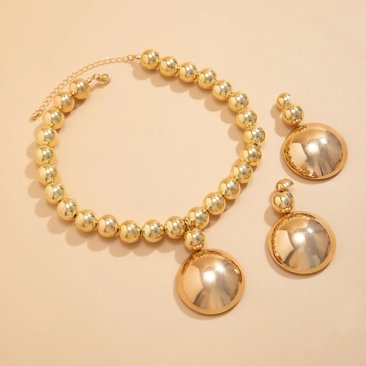 Exaggerated Large Half Ball Bead Pendant Necklace Punk Acrylic CCB Ball Bead Chain Choker Women's Banquet Party Jewelry Set