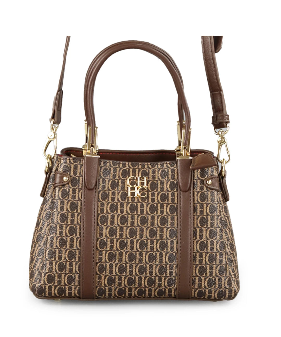 CH Women's Fashion Embossed Handbag Luxury PU Leather Top Handle Crossbody Bag 2026 New Gold Hardware Ladies Shoulder Bag