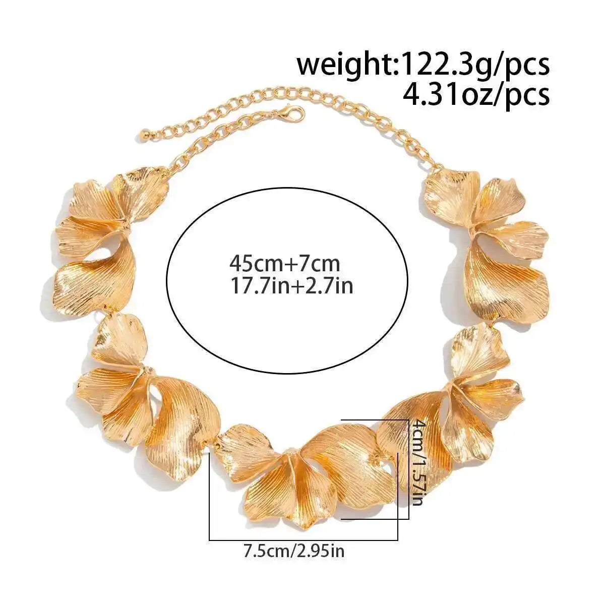Salircon Vintage Design Irregular Metal Petal Flower Choker Necklace for Women Men Punk Creative Metal Clavicle Chain Jewelry