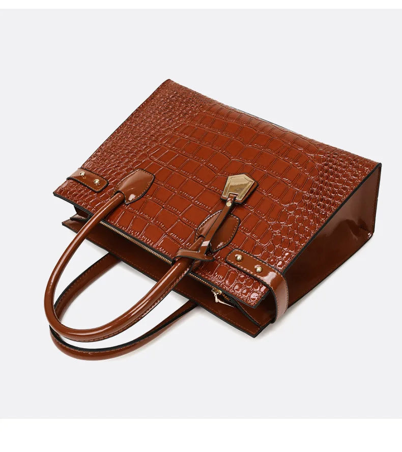 Retro Ladies Three-piece Set Mother-daughter Crossbody Bag Crocodile Pattern Texture Single-shoulder Hand-held Diagonal Bag