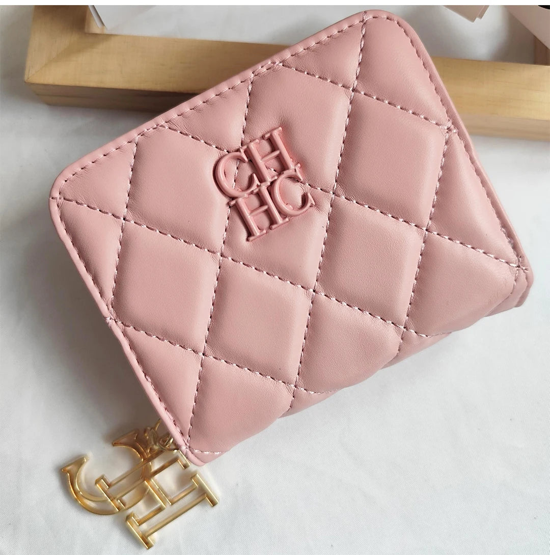 CH New Women's Wallet Exquisite Luxury Brand Short Solid Color Coin Women's Wallet High-quality PU Material Exquisite Brand Logo