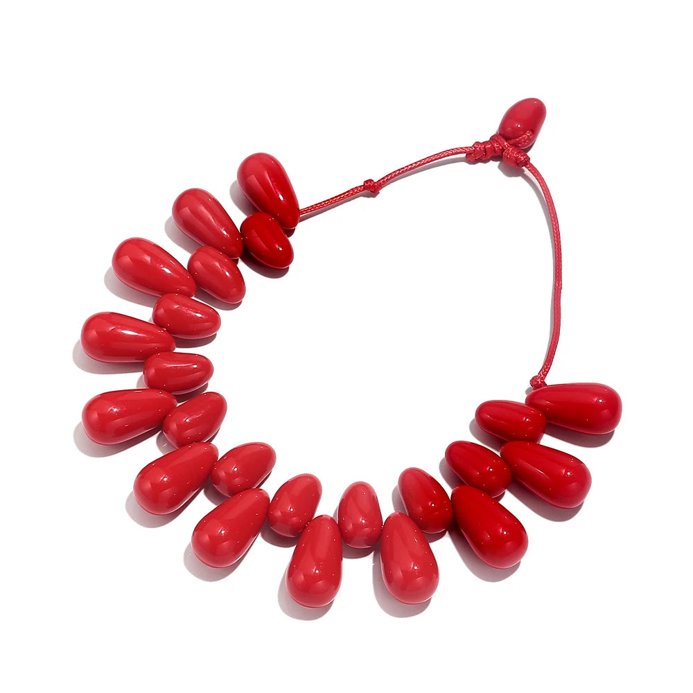 Handmade Colorful Resin Waterdrop Beaded Choker Necklaces for Women Exaggerated Acrylic Geometric Pendant Neck Boho Jewelry Gift