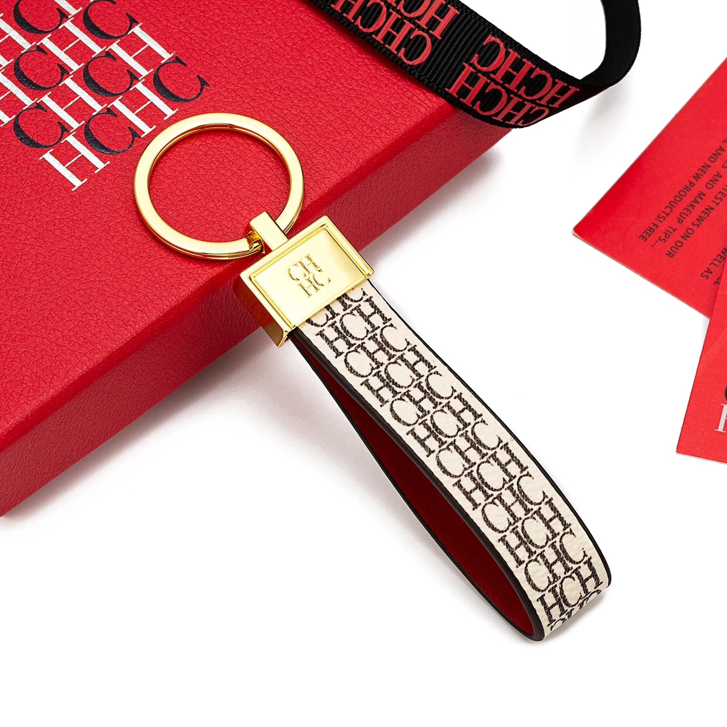 CH Niche High-end Keychain Leather Keychain Unique Printing Design Fashion Keychain Simple and Exquisite Style Gifts