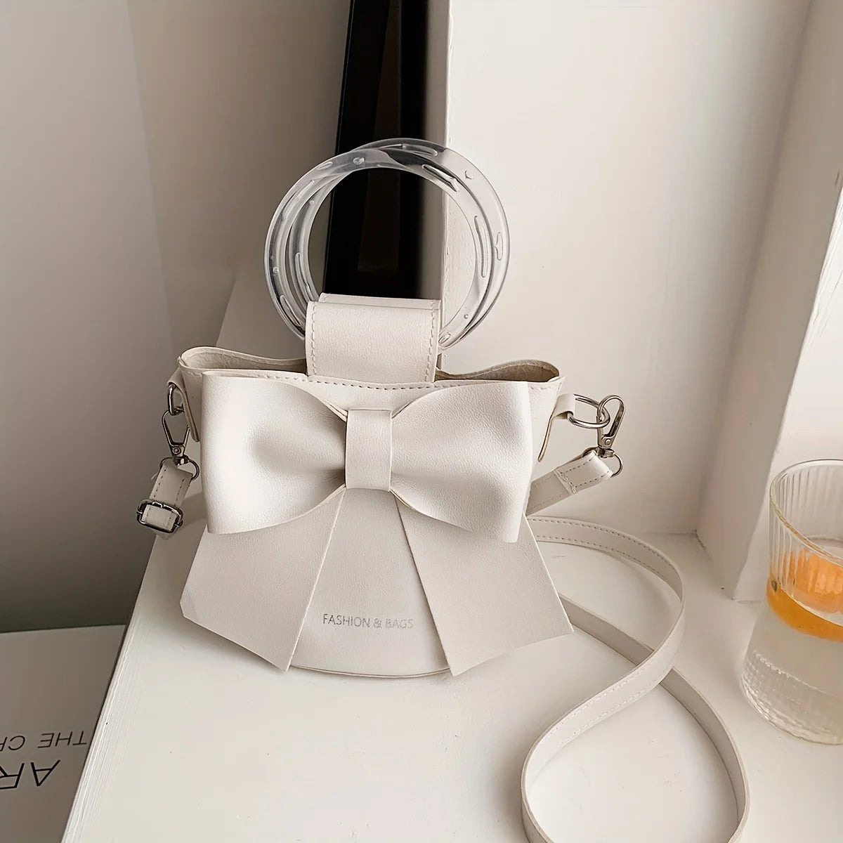 Stylish Women's Bucket Bag with Detachable Strap and Elegant Bow Accent Casual Shoulder Crossbody Bag, Summer Handbag Purse
